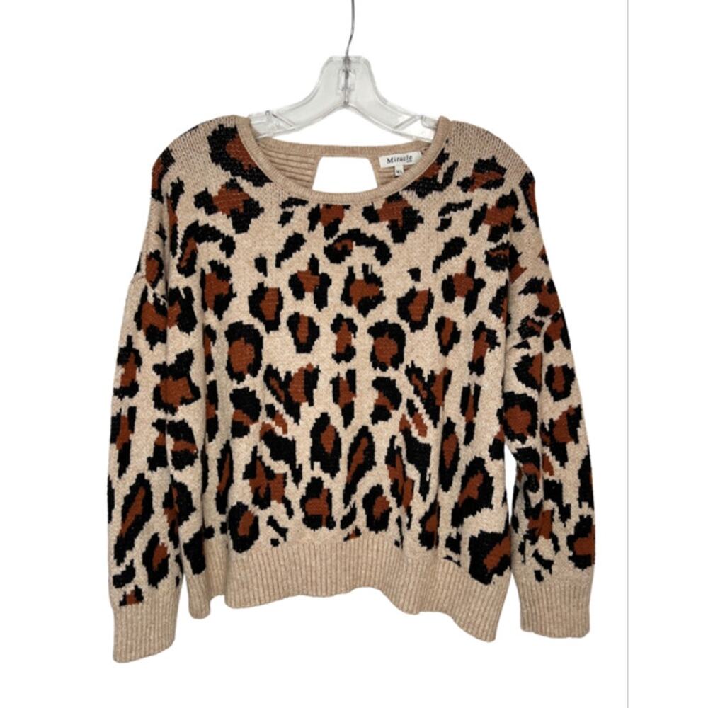 Leopard Cheetah Open Back Sweater Medium Large